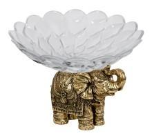 Фруктовница Слон индийский Бронза с чашей из стекла