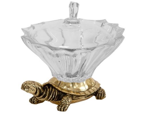 купить Фруктовница Черепаха Бронза со стеклянной чашей с крышкой