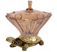 Фруктовница Черепаха Бронза со стеклянной чашей Голд с крышкой