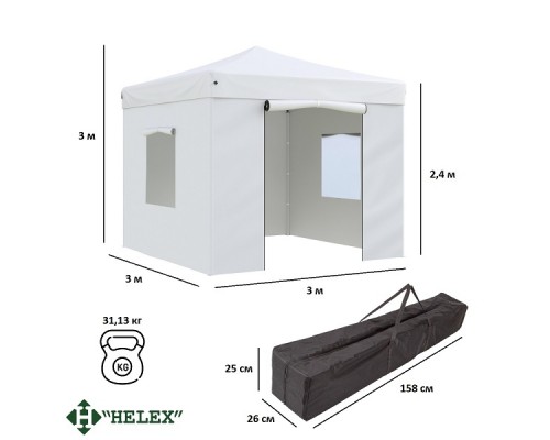 приобрести Тент-шатер быстросборный Helex 4330 3x3х3м полиэстер белый