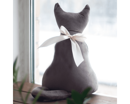купить Подушка декоративная кот мур вельвет кофе