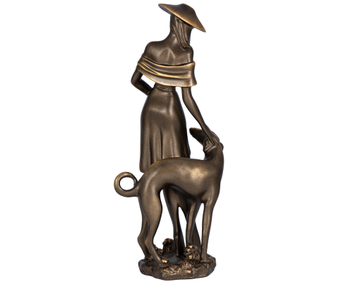 купить Скульптура девушка с собакой бронза