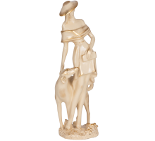 Скульптура девушка с собакой айвори