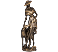 Скульптура девушка с собакой бронза