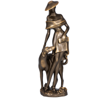 Скульптура девушка с собакой бронза