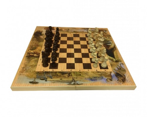 заказать Набор игр шахматы нарды, шашки с доской сафари sa-sh-021