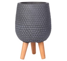 Hon-vase-g-32 кашпо ханни ваза с подставкой, файберстоун, серое, d32 h43 cm