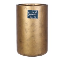 V-xmas-gld-32 кашпо крисмас высокое, цилиндр , файберстоун, золотистое, d32 h50 cm
