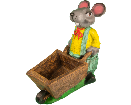купить Садовое кашпо Мышь с тачкой