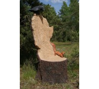 Садовая фигура кресло-пень с вороном (большое)