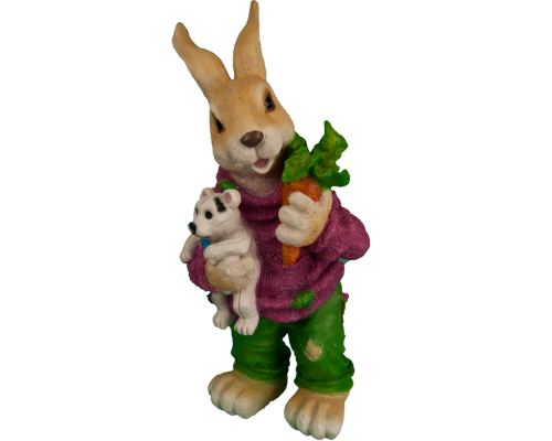 купить Садовые фигуры Кролик с игрушкой и морковкой