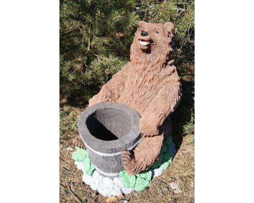 заказать Садовая фигура медведь с колодой