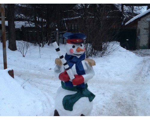 купить Декоративная фигура снеговик инспектор дпс малый 60х130см
