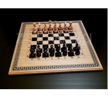 Шахматы, шашки, нарды паритет (3 в 1) большие, шпон светлый