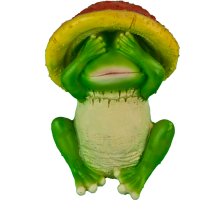 Садовая фигура лягушонок в шляпе с закрытыми глазами