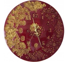 Часы Цветочный Букет красные с золотом