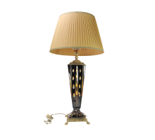 Лампа настольная интерьерная на бронзовом основании с тканевым абажуром OB-223-AG