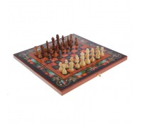 Набор игр шахматы нарды, шашки с доской цветы sa-sh-010