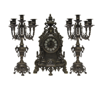 Часы каминные и 2 канделябра барокко на 5 свечей, под бронзу al-82-103-c-ant