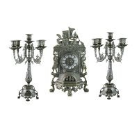 Часы каминные с канделябрами на 5 свечей под бронзу AL-82-101-C-ANT
