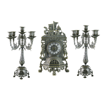 Часы каминные с канделябрами на 5 свечей под бронзу AL-82-101-C-ANT